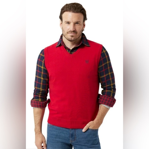 Red Sleeveless Sweater Golf Vest - Picture 1 of 6